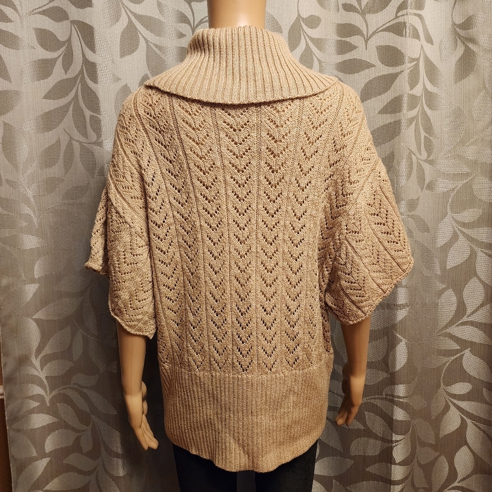 Tan Pullover Turtleneck Half Sleeve Sweater Size 14 - Picture 6 of 14